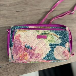 Vera Bradley Pink and Blue Quilted Crossbody Bag